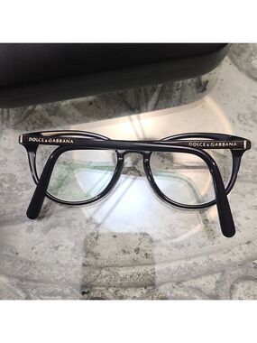 Dolce & Gabbana DG 3223 501 Mens Womens Black Logo Round Prescription Glasses